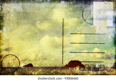 sea and cloud old postcard ,retro style