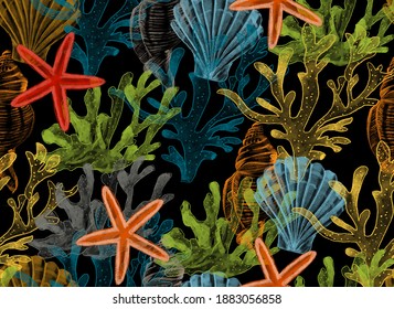 sea coral seamless pattern copy - Shutterstock ID 1883056858