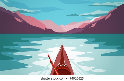 Sea kayaking at Norway fjord. Fun outdoor journey. - Powered by Shutterstock