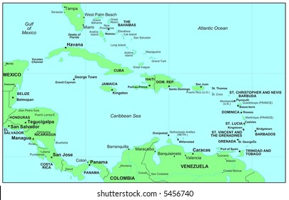 Sea maps series: Caribbean Sea