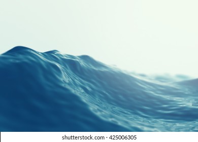 Sea, Ocean Wave Close Up With Focus Effects. 3d Illustration