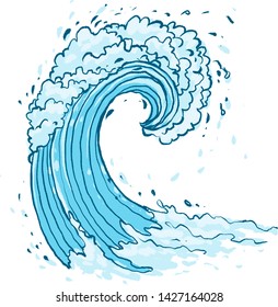 Sea Ocean Wave Illustration Surfing Background Stock Illustration ...