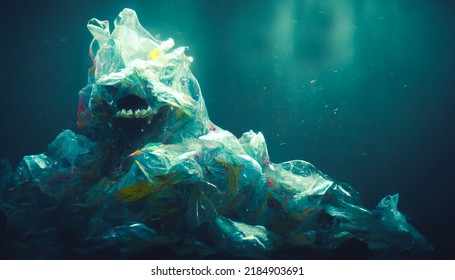 Sea Pollution Concept Underwater Monster Made Stock Illustration ...