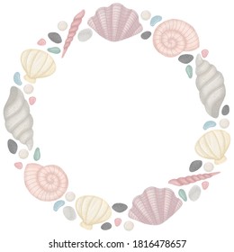 Sea Shell Circle Frame Illustration Stock Illustration 1816478657 