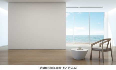 Sea view interior of modern home - 3d rendering