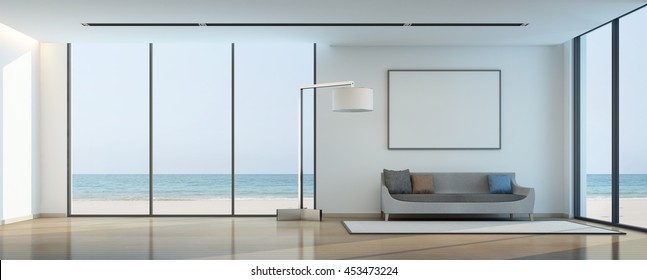 Sea View Living Room White Picture Stock Illustration 453473224 ...