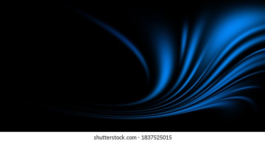 Sea Wave Abstract Navy Blue Black Neon Pattern Moon Light Silk Wavy Dark Texture Night Beach Party Background 