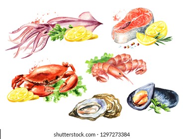 Watercolor Seafood Images, Stock Photos & Vectors | Shutterstock