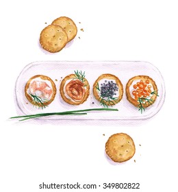 Seafood Snacks  - Watercolor Food Collection