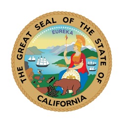 Seal Of American State Of California; Isolated On White Background.