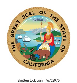 Seal Of American State Of California; Isolated On White Background.