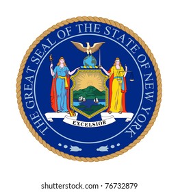 Seal of American state of New York; isolated on white background.