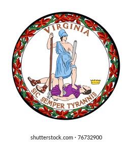 Seal of American state of Virginia; isolated on white background.