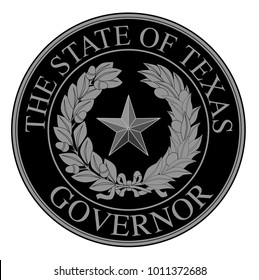 The Seal Of The United Steas Of American State Of Texas Governor Isolated On A White Background.