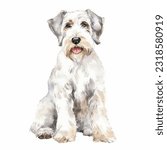 SEALYHAM TERRIER watercolor portrait painting illustrated dog puppy isolated on transparent white background