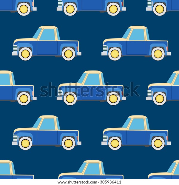 Seamles cute car\
pattern. Wallpaper background.\
