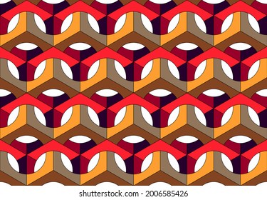 Seamless 3D pattern. Cubes. Optical illusions. Op Art. Template for fabric or wrapping. Modern textile. Geometric ornament. Stylish background. Wallpapers. Luxury 3D Tiles.