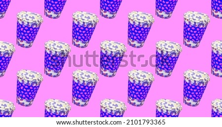 Seamless abstract 3d render pattern. Minimal design banner.Creative coffee background. Candy shop, sweet party concept