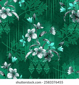seamless abstract allover floral pattern background, vintage flowers with abstract multi background for decoration and fabric print, for digital print