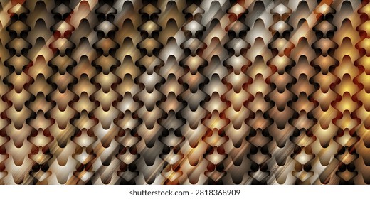 A seamless abstract background featuring a repeating pattern of organic, interlocking shapes with a metallic gradient and diagonal light streaks.