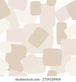 Seamless abstract background featuring soft organic shapes in warm midtone beige tones. Minimal and modern design suitable for wallpaper, branding, packaging, textiles, fabric, stationery, interior design, and digital backgrounds. Calm neutral color palette ideal for contemporary and lifestyle projects.