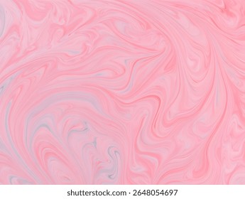 A seamless abstract background featuring a swirling marble pattern in shades of pink and light gray The texture is smooth and fluid with soft color transitions creating a delicate and feminine.