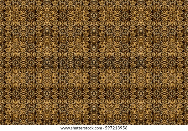 Seamless abstract background with golden\
repeating elements. Black and golden pattern. Elegant raster\
classic golden seamless\
pattern.