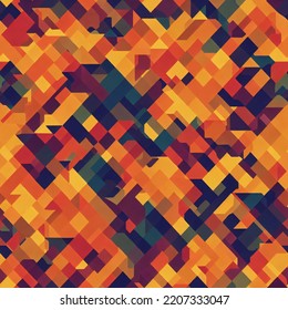 Seamless Abstract Geometric Background With Fall Colors. 2D Illustration.