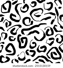 Seamless abstract geometric pattern. Background in black, white. Illustration. Lines, meanders. Design for textile fabrics, wrapping paper, background, wallpaper, cover.