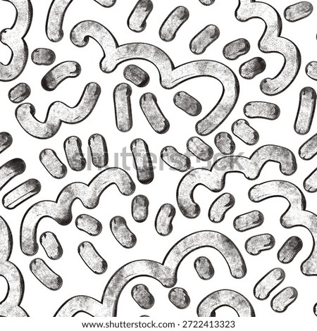 Seamless abstract geometric pattern. Background in black, white. Illustration. Lines, meanders. Design for textile fabrics, wrapping paper, background, wallpaper, cover.