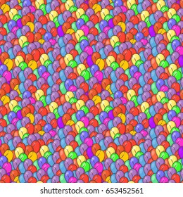 Seamless Abstract Pattern With Billion Balloons. Raster Endless