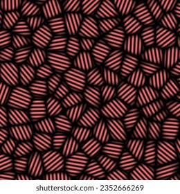 Seamless abstract pattern with black and red lines on a black background