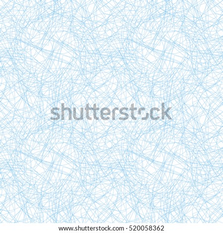 Seamless abstract  pattern with blue guilloche ornament isolated on white background.  For invitations, banknotes, diplomas, certificates, tickets and other papers security design