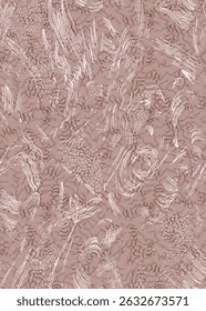 Seamless abstract pattern with hand-drawn white lines and organic sketch textures on a dusty mauve backdrop. Ideal for fashion fabrics, wallpaper, packaging, and modern decor.