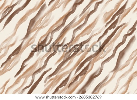 Seamless abstract pattern with wavy brush strokes in brown and beige tones. Organic flowing texture perfect for textiles, wallpapers, fashion prints, and modern surface design.