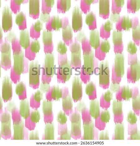 Seamless abstract textured pattern. Pink, green stains on white. Digital brush strokes. Design for textile fabrics, wrapping paper, background, wallpaper, cover. Illustration.