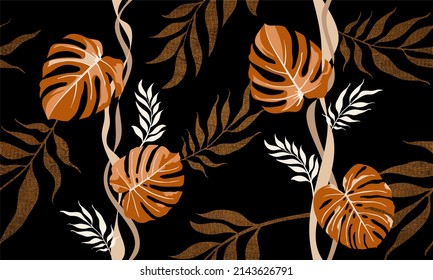 Seamless abstract tropical leaves pattern. 