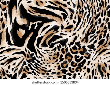 Seamless animal print, leopard, zebra, tiger pattern