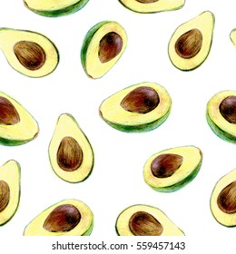 Seamless Avocado Pattern Colored Pencil Sketch Stock Illustration ...