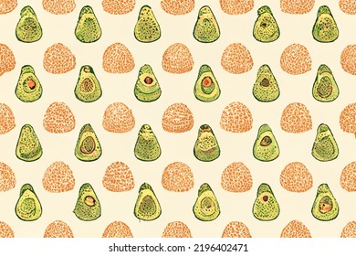 Seamless Avocado Pattern Design For Wallpapers. For: Web Banner, Texture, Pattern,  Wallpaper.