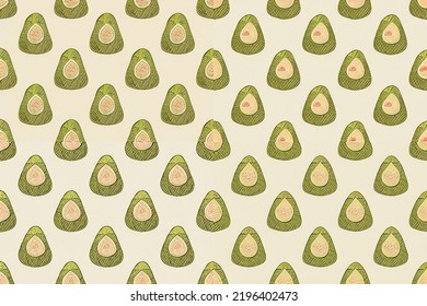 Seamless Avocado Pattern Design For Wallpapers. For: Web Banner, Texture, Pattern,  Wallpaper.