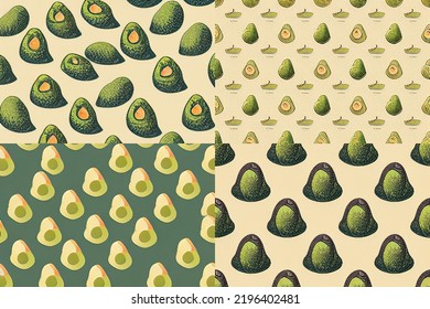 Seamless Avocado Pattern Design For Wallpapers. For: Web Banner, Texture, Pattern,  Wallpaper.