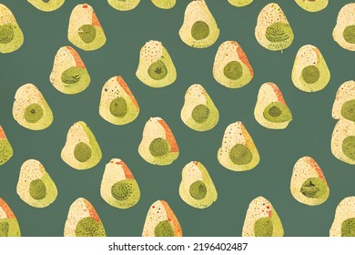 Seamless Avocado Pattern Design For Wallpapers. For: Web Banner, Texture, Pattern,  Wallpaper.