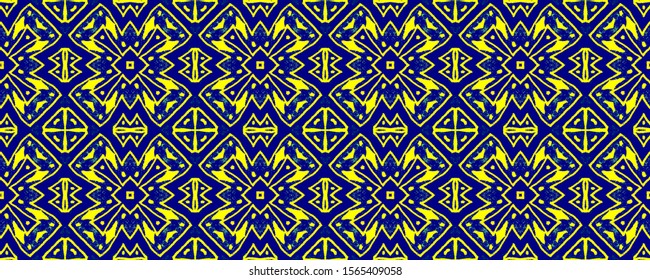 Seamless Aztec Pattern. Tribal print. Tribal Decorative Style. Lisbon Mosaic. Azulejo Hand Drawn Print. Tile Seamless Pattern. Hand Drawn Tile Scetch.