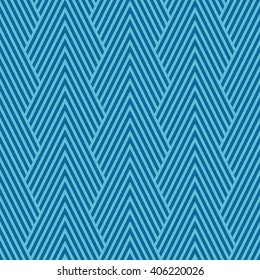 Seamless azure blue art deco optical chevron mountains pattern