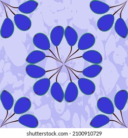 Seamless Background, Blue Berries. Texture For Design. Illustration.