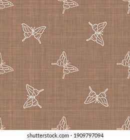 Seamless Background Butterfly Gender Neutral Pattern. Whimsical Minimal Earthy 2 Tone Color. Kids Nursery Wallpaper Or Boho Cartoon Bug Fashion All Over Print.