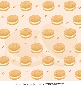 Seamless background with cookies, background image, cream cheese cookies, cute, background illustration, dessert, bakery, pastries, baked goods, crackers, butter - Powered by Shutterstock