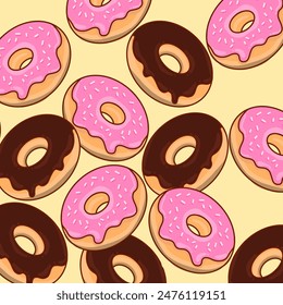 seamless background with donuts, bakery, sweet biscuit  illustration  - Powered by Shutterstock