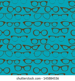 Seamless Background With Eyeglasses, Retro Fashion Pattern